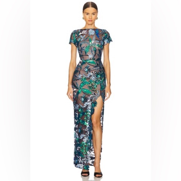 Bronx and Banco Dresses & Skirts - NWOT BRONX AND BANCO ZINNA EMBROIDERED EVENING Blue and Green Floral DRESS